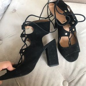 Lace up black heels
